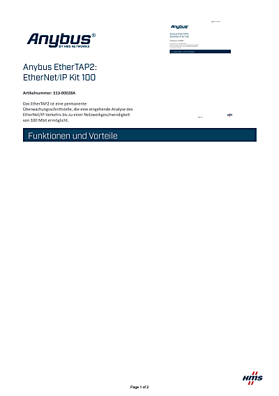Anybus EtherTAP2: EtherNet/IP Kit 100