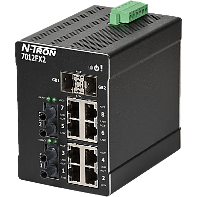 N-Tron® 7012FX2-ST Managed 12-port  Industrial Ethernet Switch