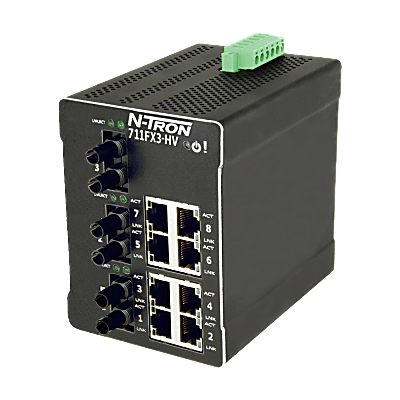 ​​N-Tron® 711FXE3-ST-40-HV 管理型 11 端口工业以太网交换机​​