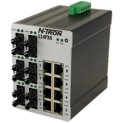 N-Tron® 114FX6-ST Unmanaged 14-port  Industrial Ethernet Switch