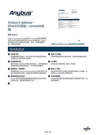 Anybus X-gateway – EtherCAT Slave - Lonworks Slave