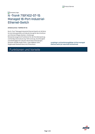 N -Tron® 716FXE2-ST-15 Managed 16-port Industrial Ethernet Switch