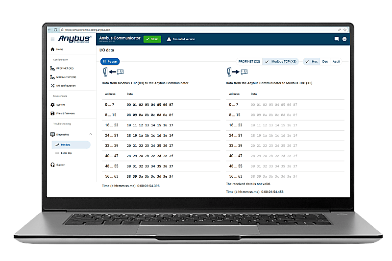 Anybus Communicator – PROFINET IO Device to Modbus-TCP server