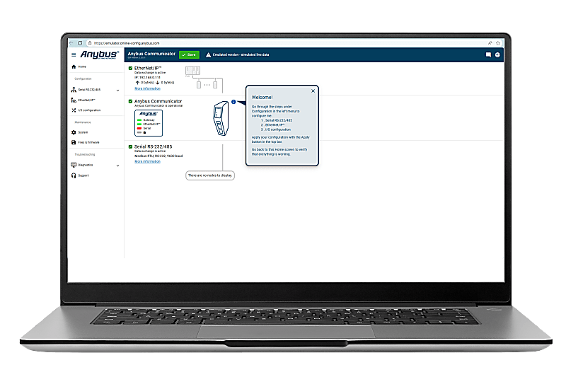 Anybus Communicator – Serial Master to EtherNet/IP adapter
