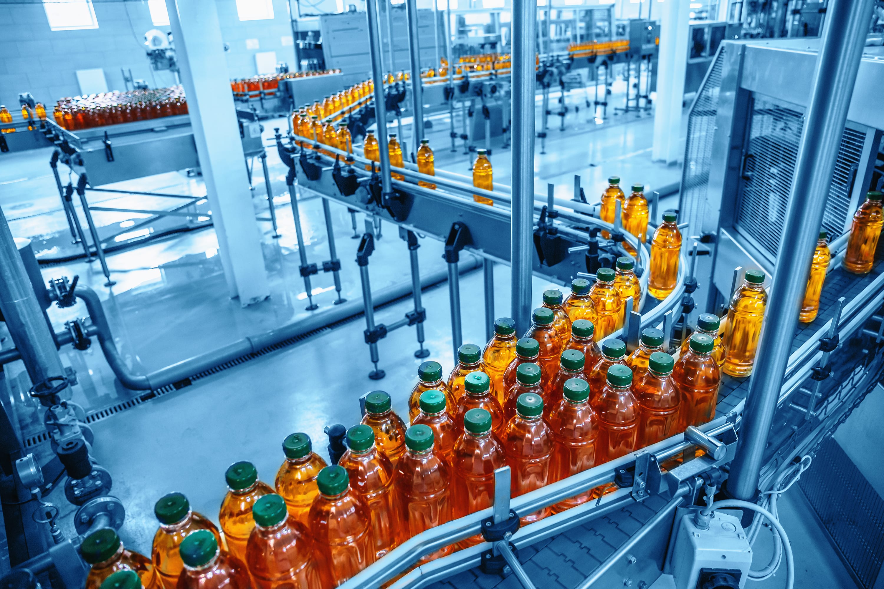 Production line with bottles