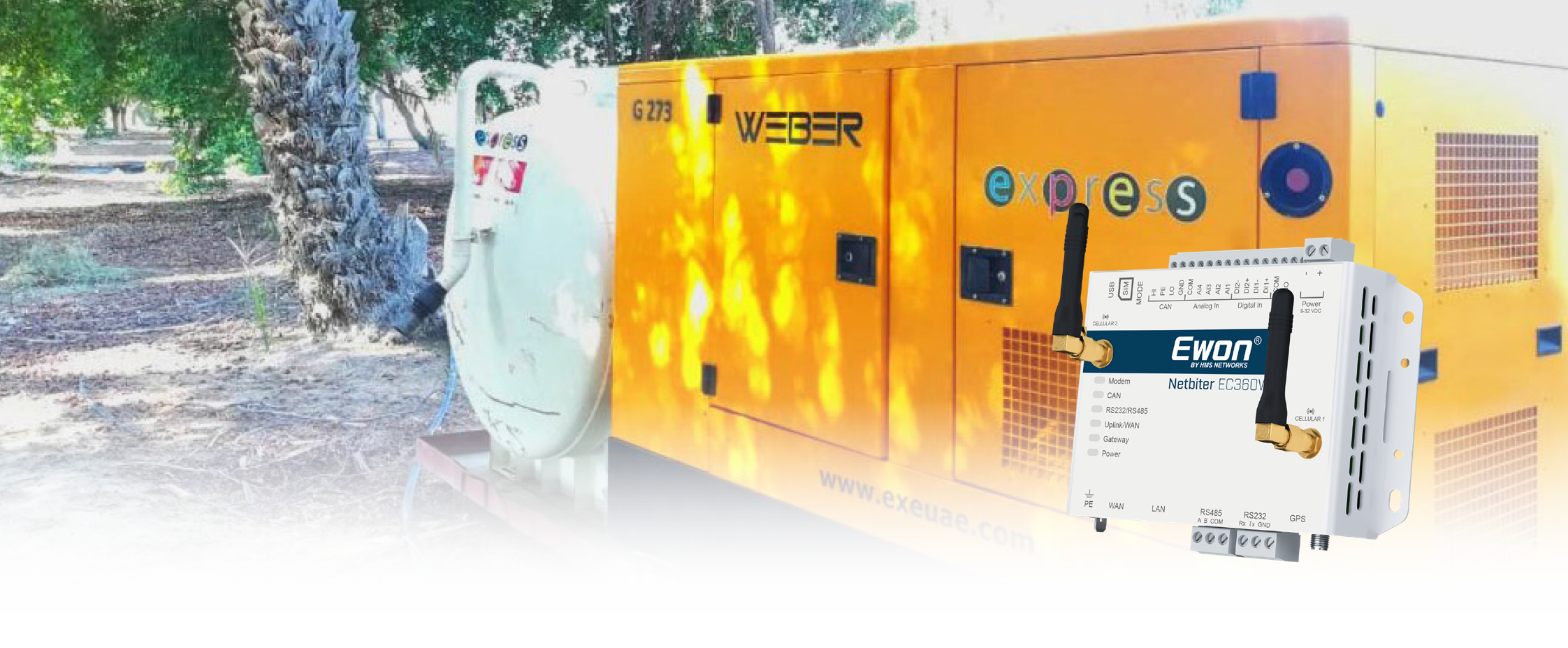 Remote power generator monitoring with Ewon Netbiter